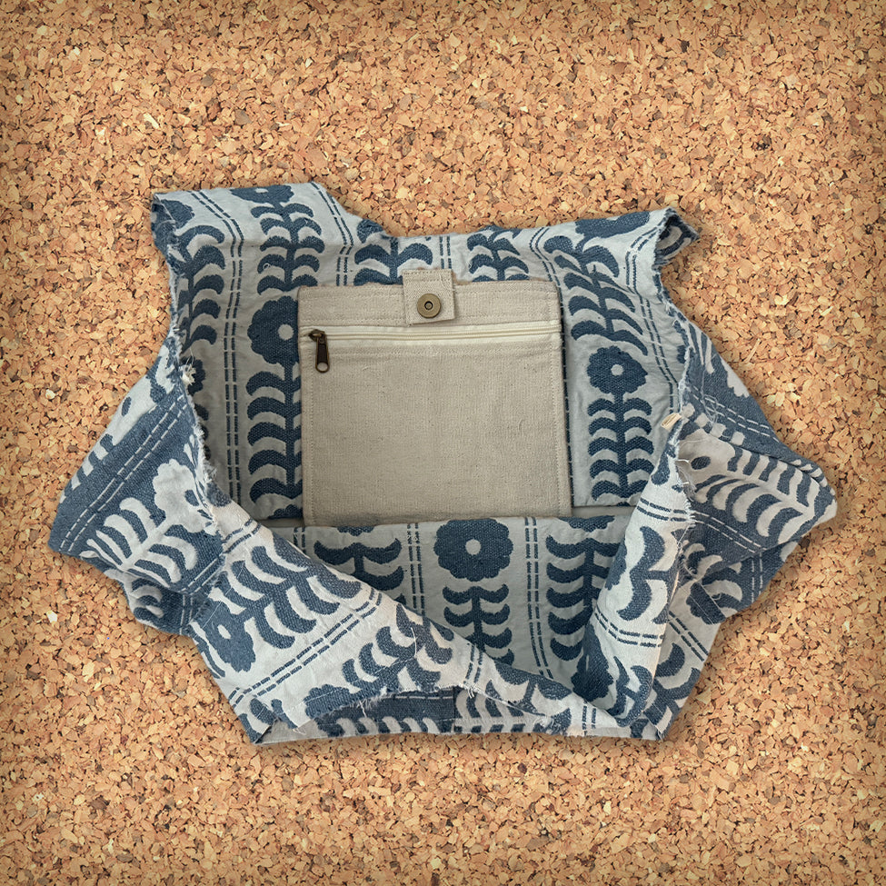 FLORAL SLOUCH TOTE // BLUE
