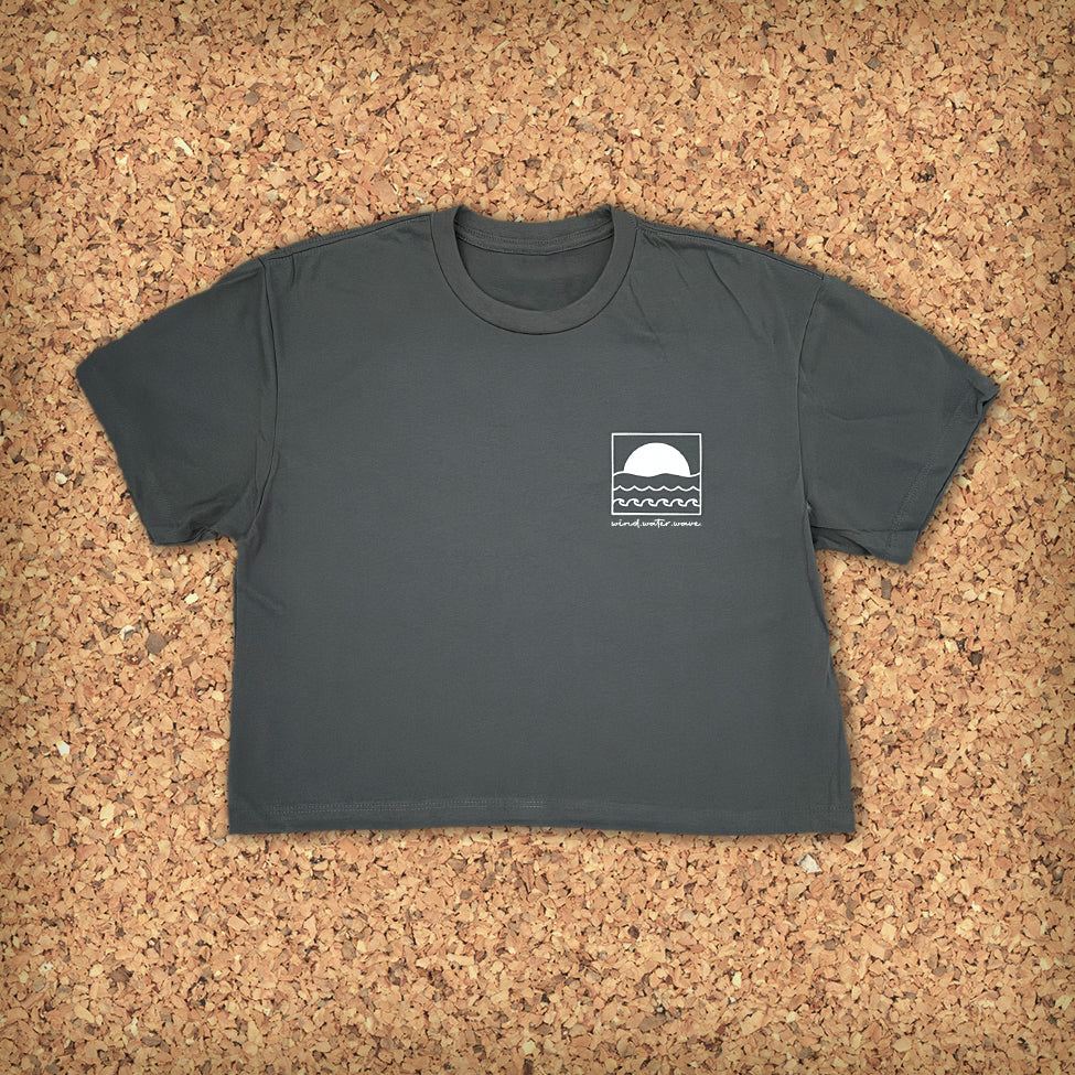 SUN SCRIPT CROP TOP // CHARCOAL