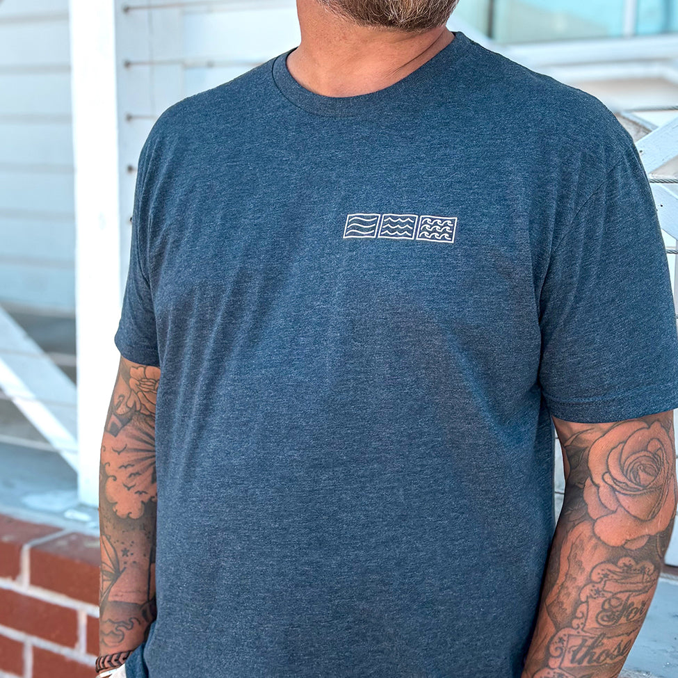 HORIZONTAL TEE S/S // HEATHERED NAVY