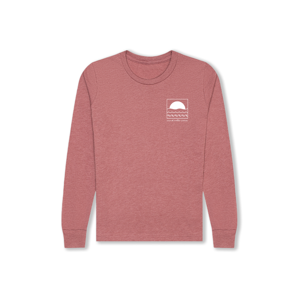 KIDS SUN SCRIPT TEE L/S // HEATHERED MAUVE