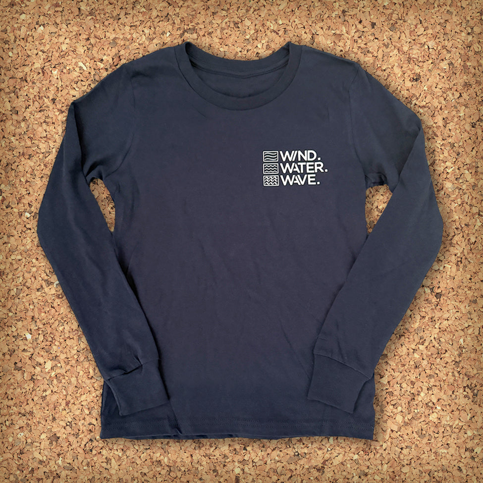 KIDS STACKED L/S TEE // NAVY