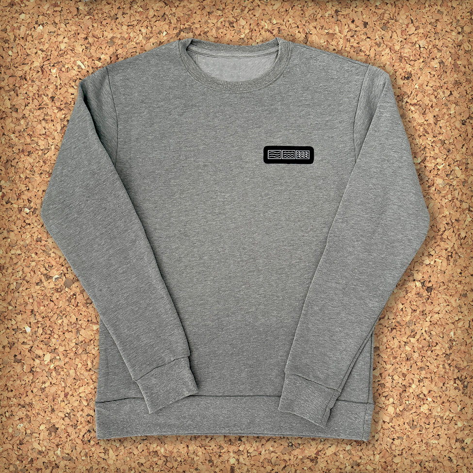PATCHED CREWNECK // HEATHERED GREY