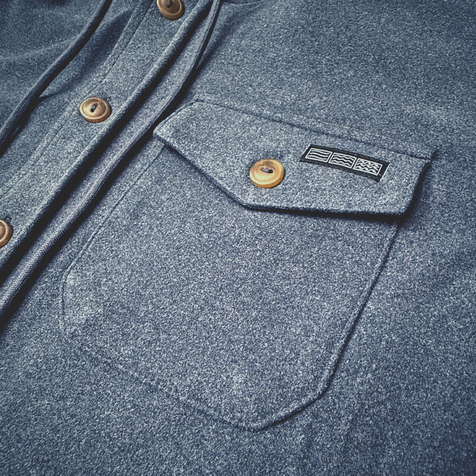 WWW PARSON HOODED BUTTON UP L/S // NAVY