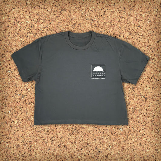 SUN SCRIPT CROP TOP // CHARCOAL