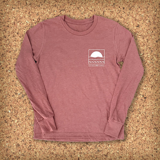 KIDS SUN SCRIPT TEE L/S // HEATHERED MAUVE