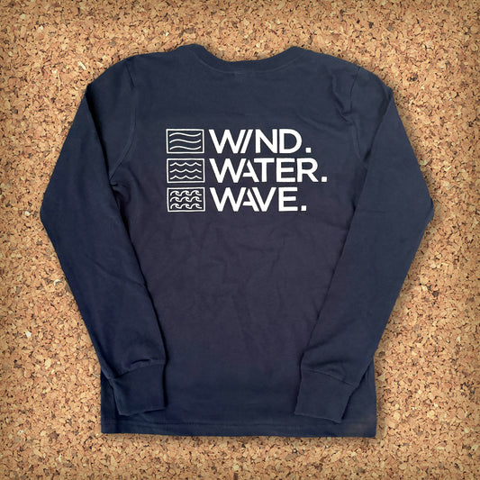KIDS STACKED L/S TEE // NAVY