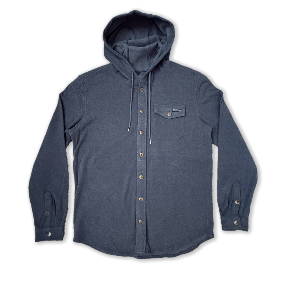 WEEKENDER HOODED BUTTON UP // NAVY
