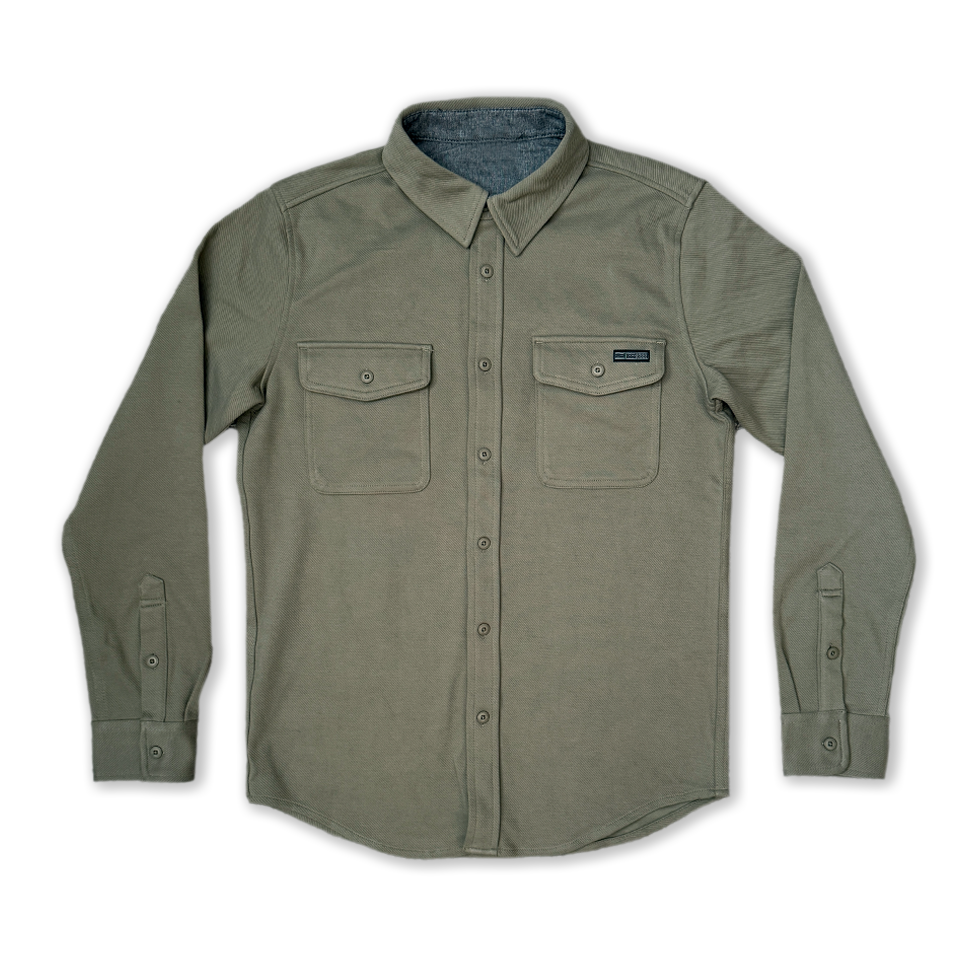 ESSENTIALS BUTTON UP // OLIVE